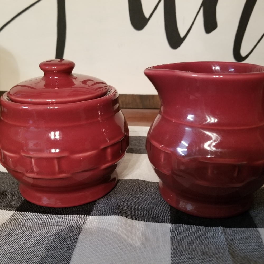 Longaberger Pottery Sugar and Creamer set